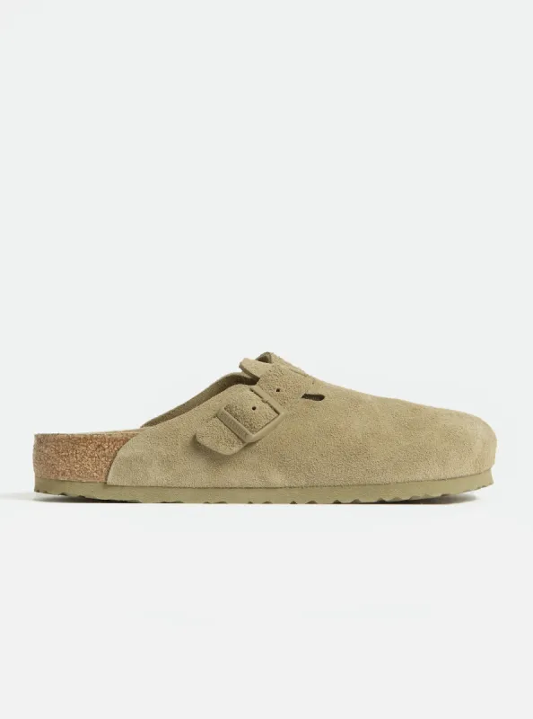 Birkenstock Boston Soft Foot Bed in Faded Khaki Suede sold by Universal Works