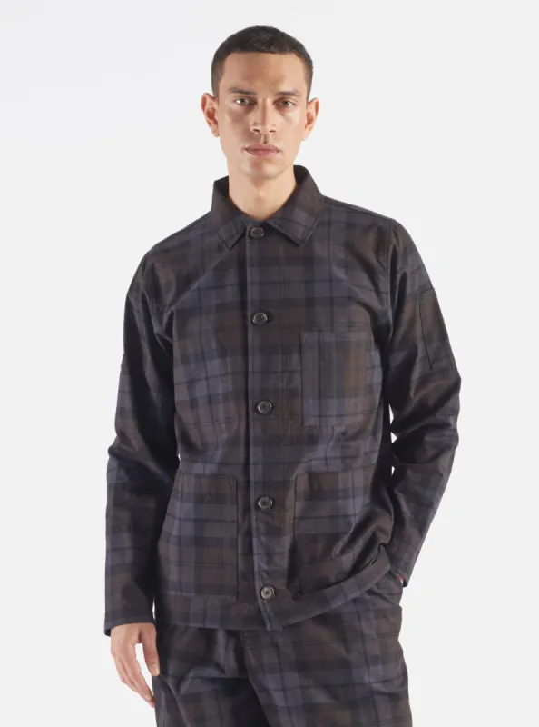 Universal Works Coverall Jacket in Brown/Charcoal Oak Check sold by Universal Works