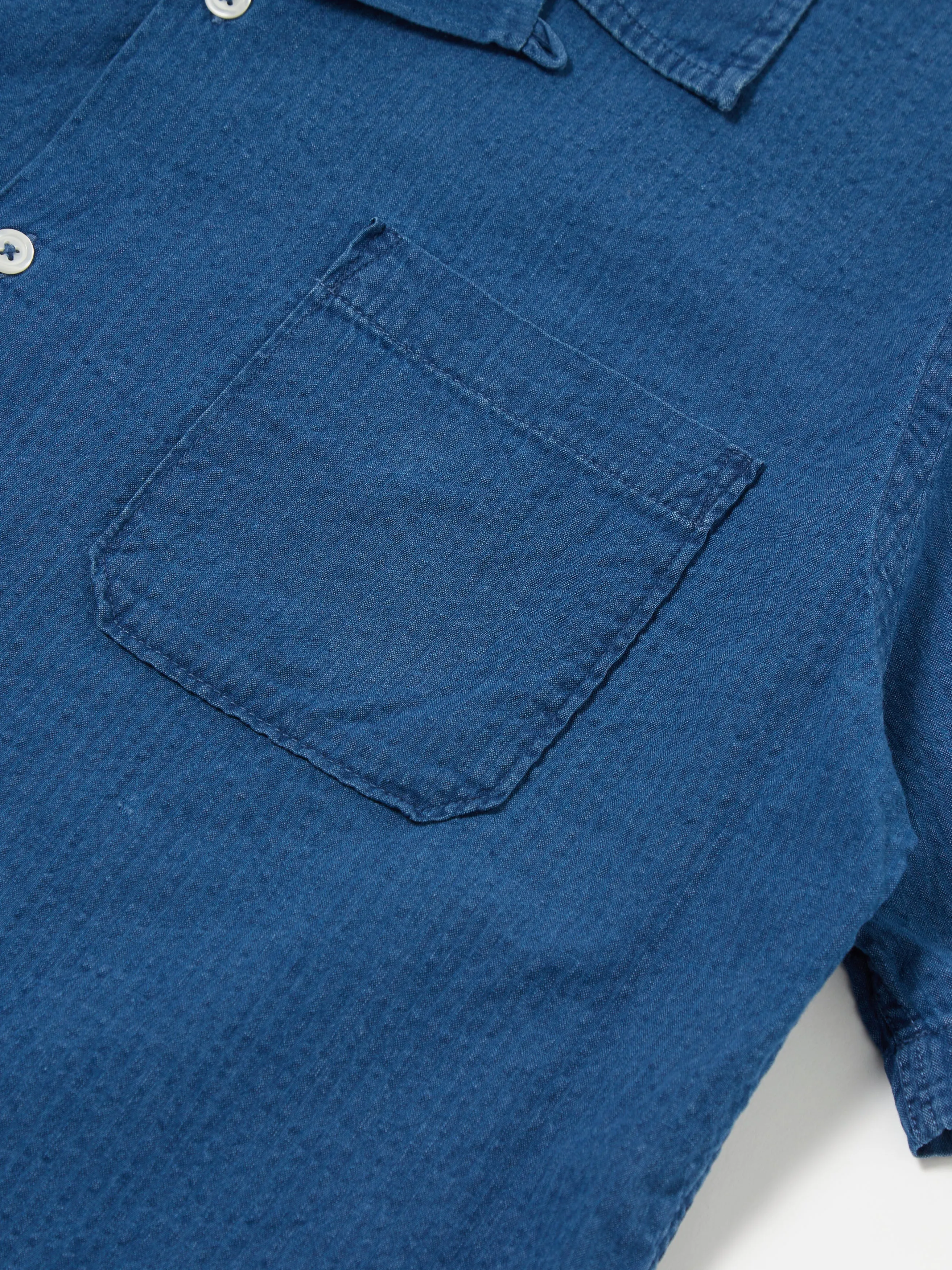 Universal Works Road Shirt in Washed Indigo Seersucker sold by Universal Works product image thumbnail 5