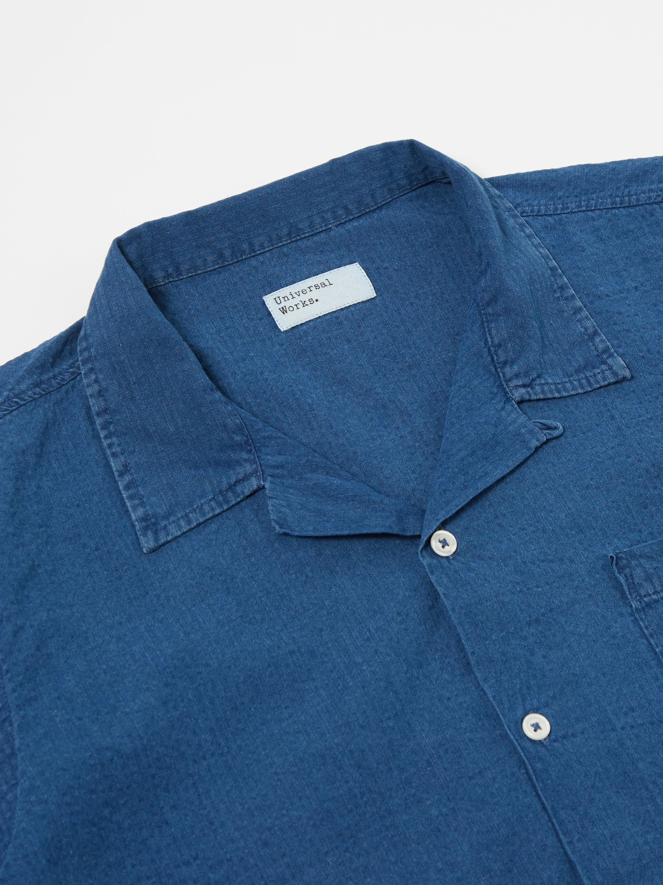 Universal Works Road Shirt in Washed Indigo Seersucker sold by Universal Works product image thumbnail 4