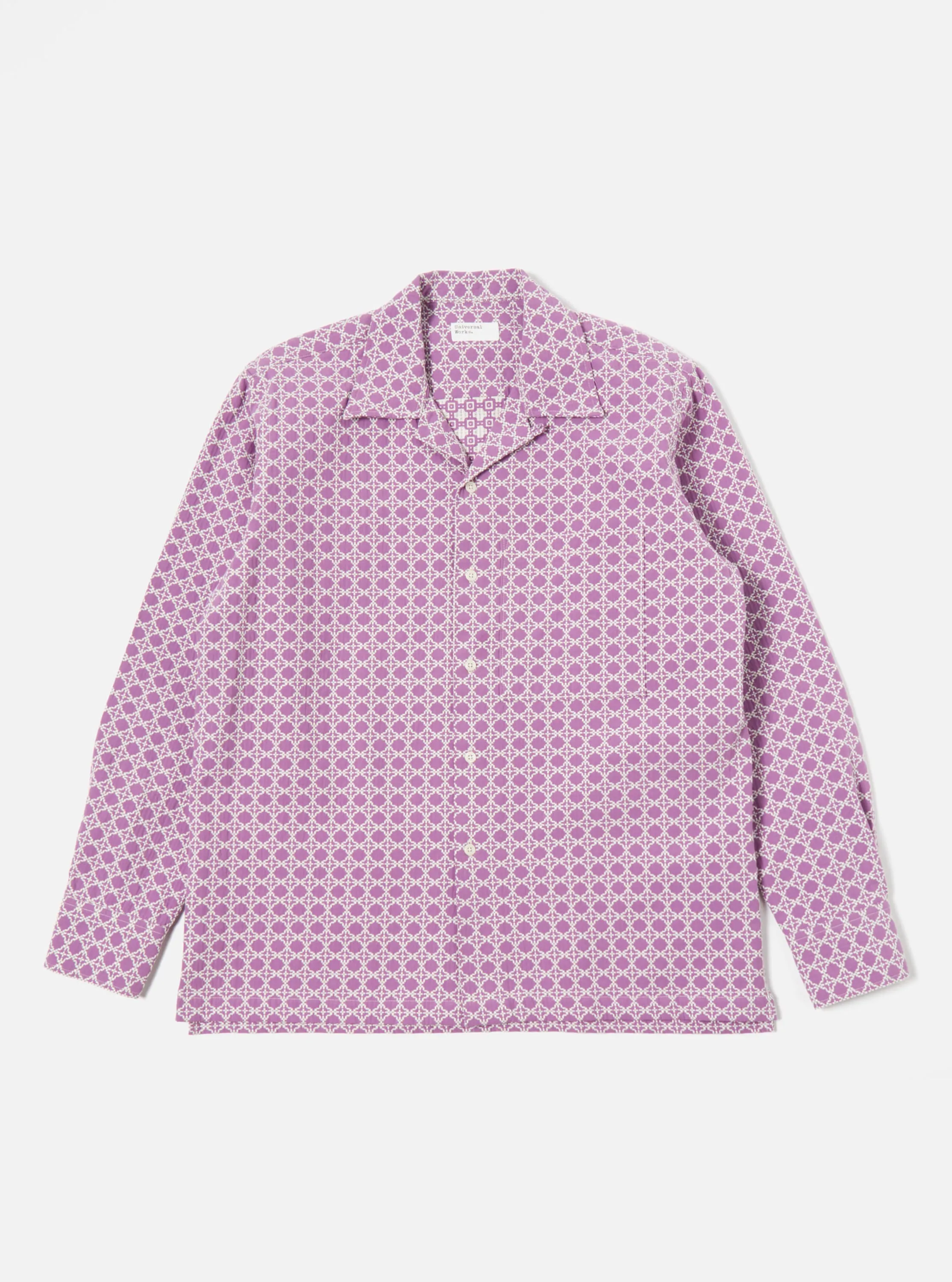 Universal Works L/S Camp Shirt II in Lilac Tile 2 Cotton sold by Universal Works product image thumbnail 2