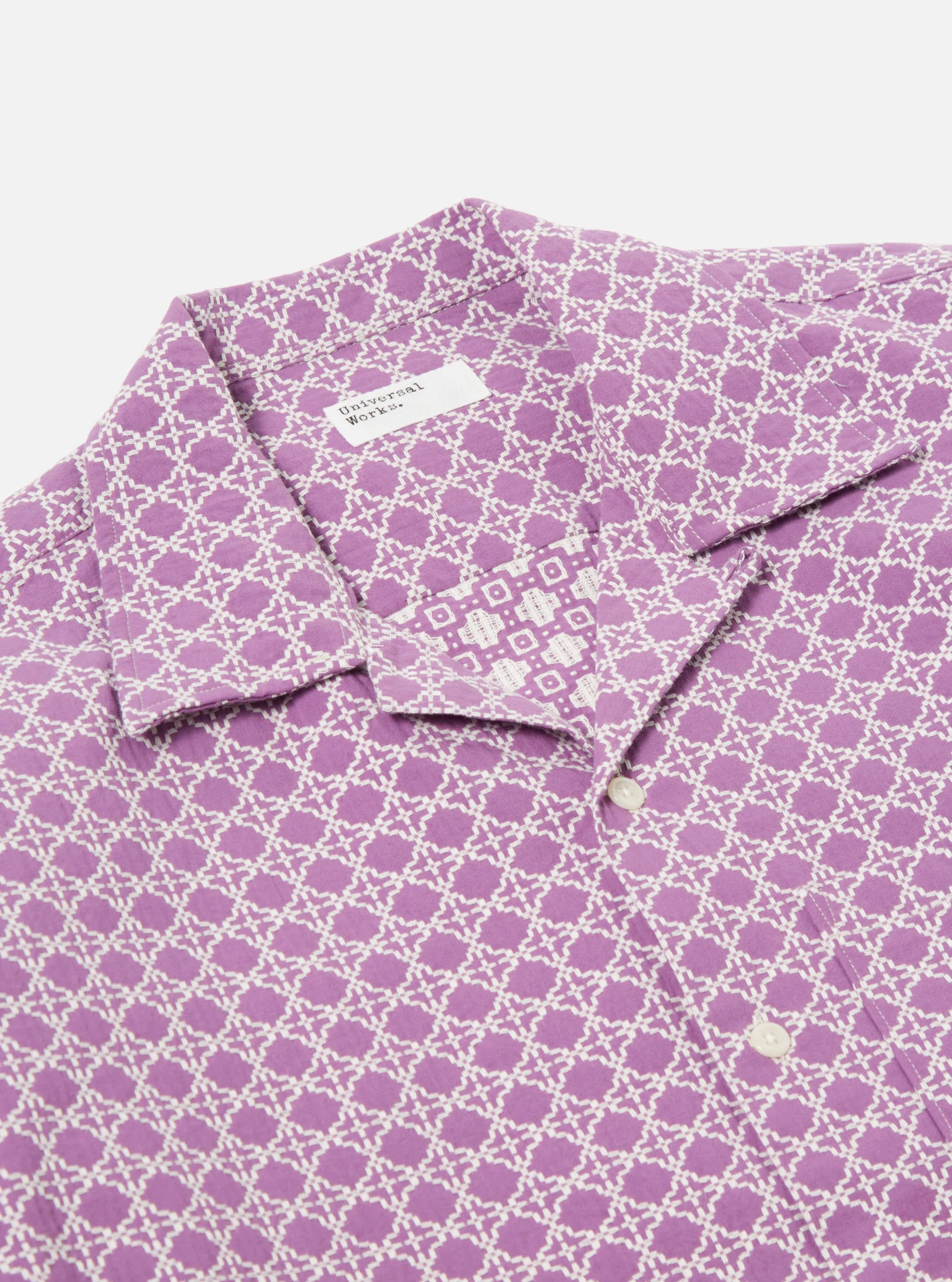 Universal Works L/S Camp Shirt II in Lilac Tile 2 Cotton sold by Universal Works product image thumbnail 4