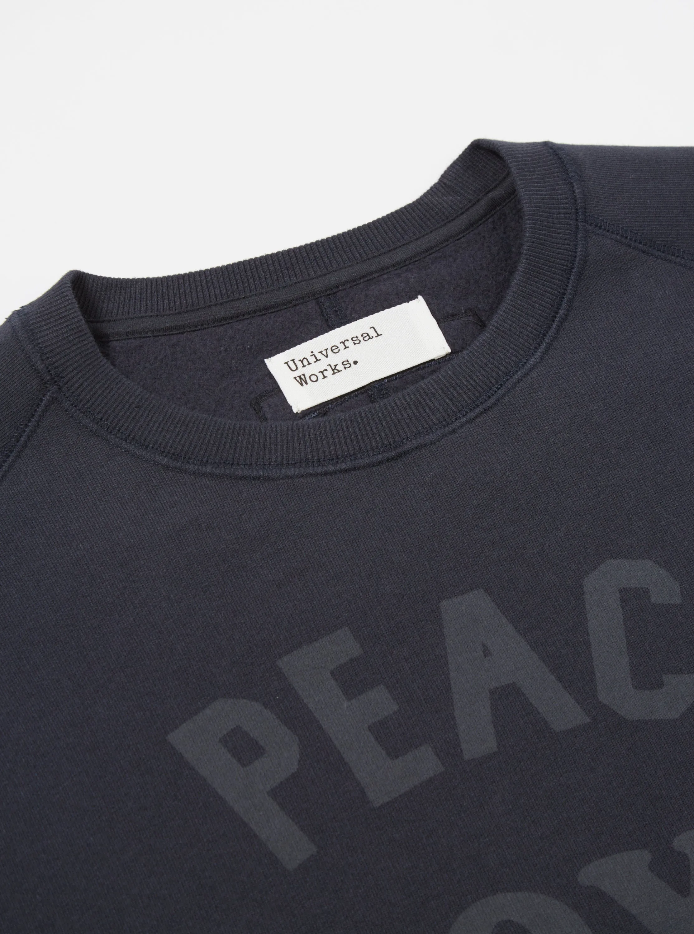 Universal Works 'Peace, Love & Soul' Sweatshirt in Navy Brush Back Sweat sold by Universal Works product image thumbnail 5