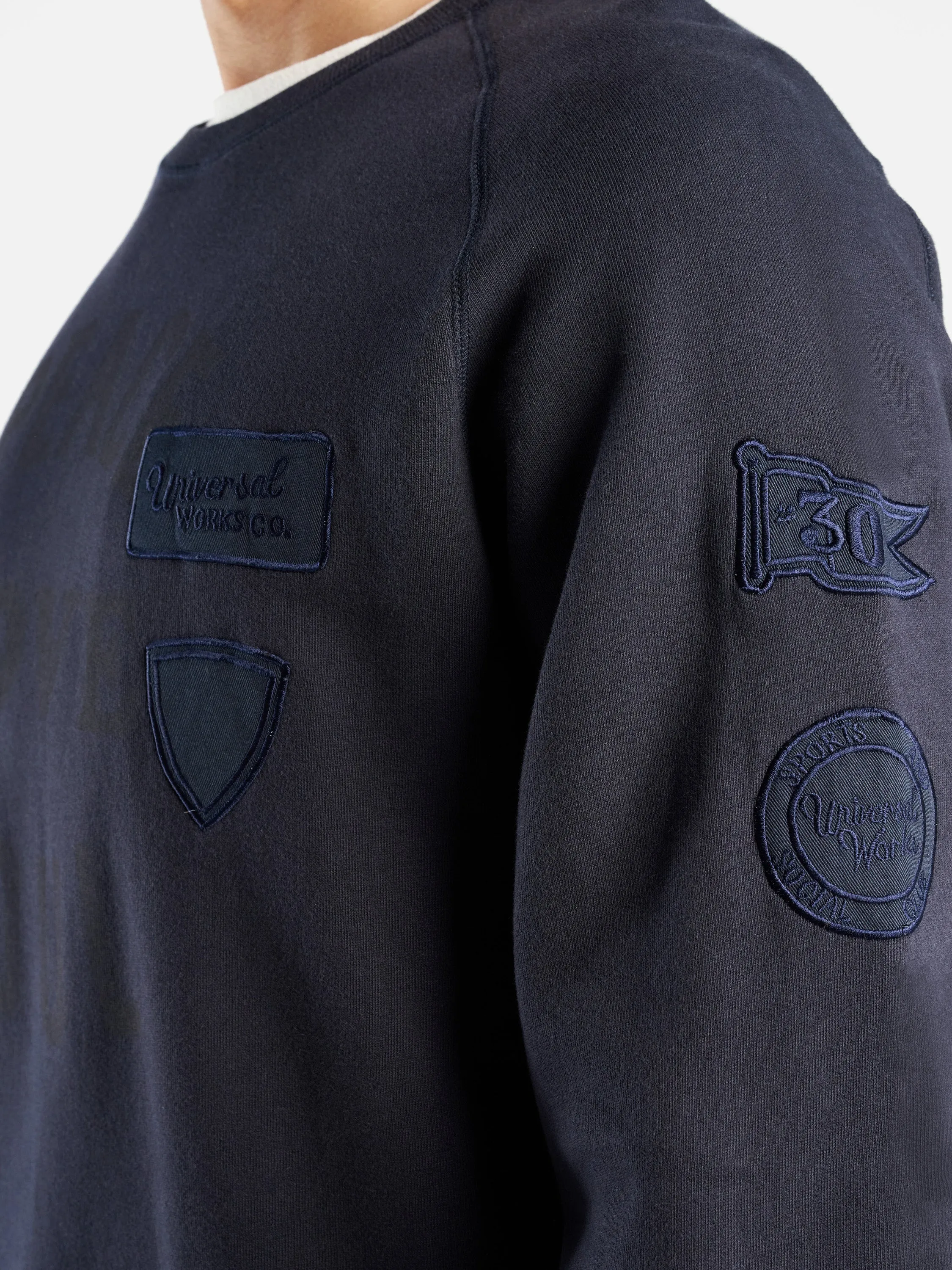 Universal Works 'Peace, Love & Soul' Sweatshirt in Navy Brush Back Sweat sold by Universal Works product image thumbnail 4