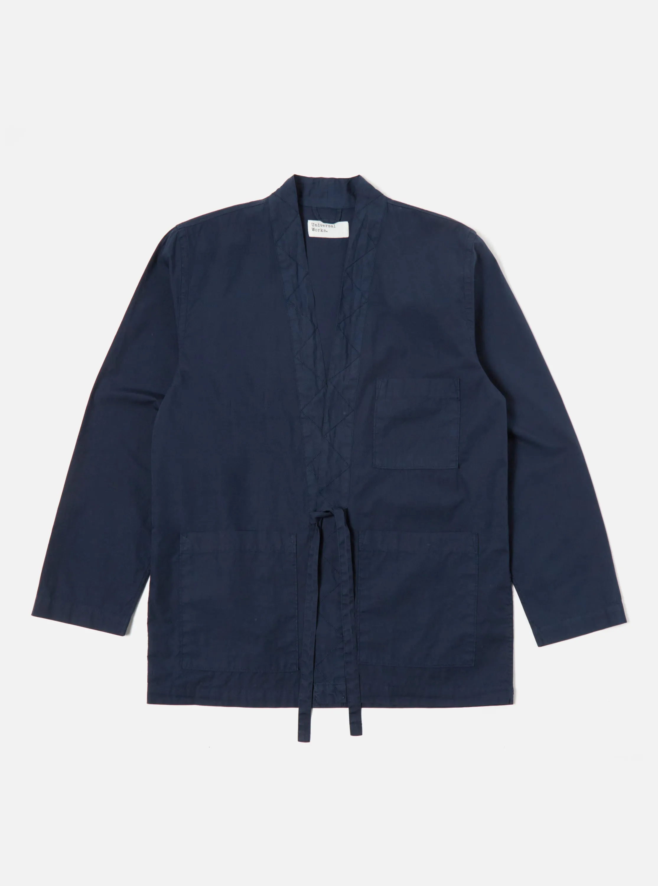 Universal Works Tie Front Jacket in Navy Organic Fine Poplin sold by Universal Works product image thumbnail 2