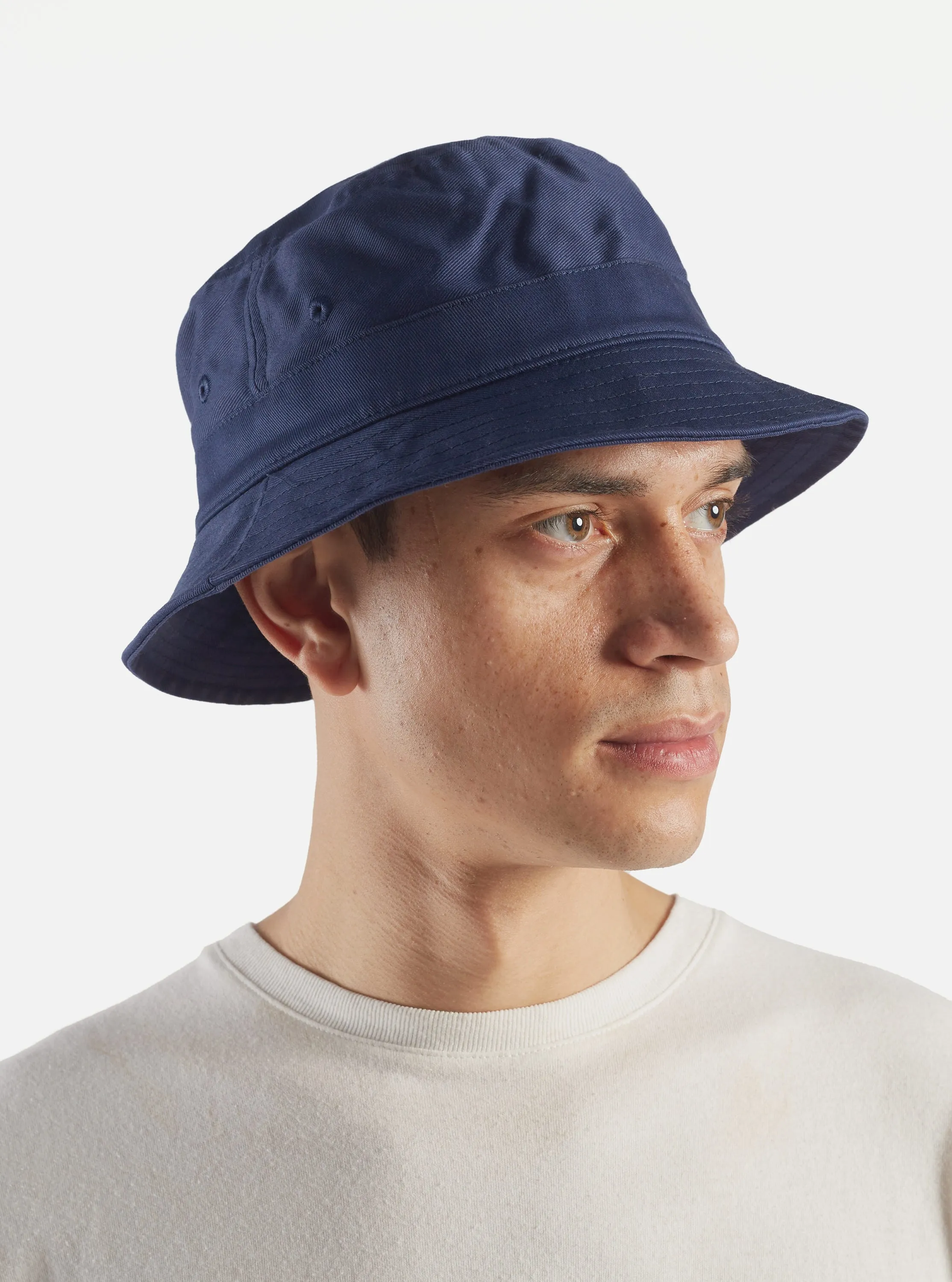 Universal Works Bucket Hat in Navy Twill Cotton sold by Universal Works