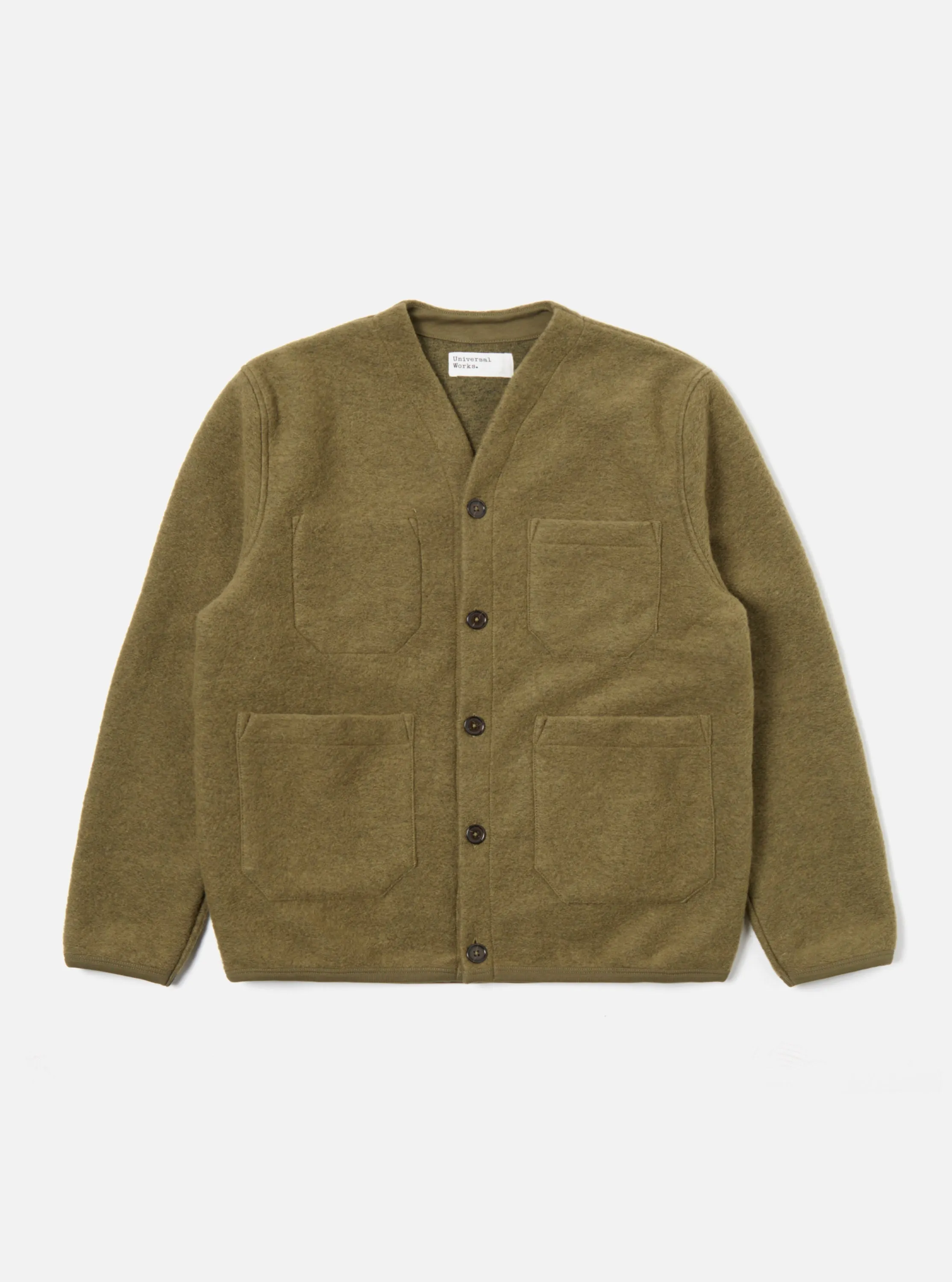 Universal Works Cardigan in Lovat Wool Fleece sold by Universal Works