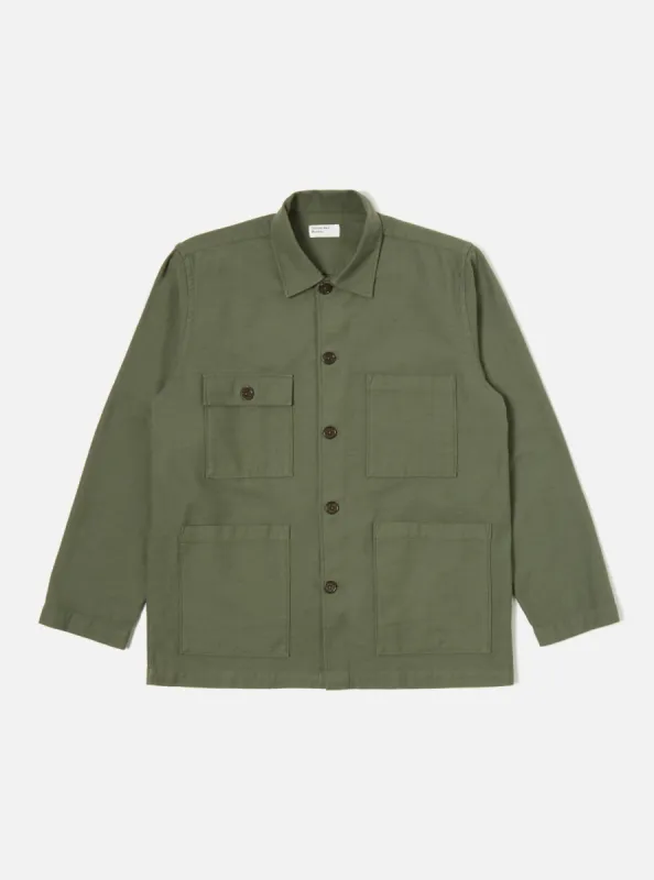 Universal Works Dockside Jacket in Olive Slub Sateen sold by Universal Works