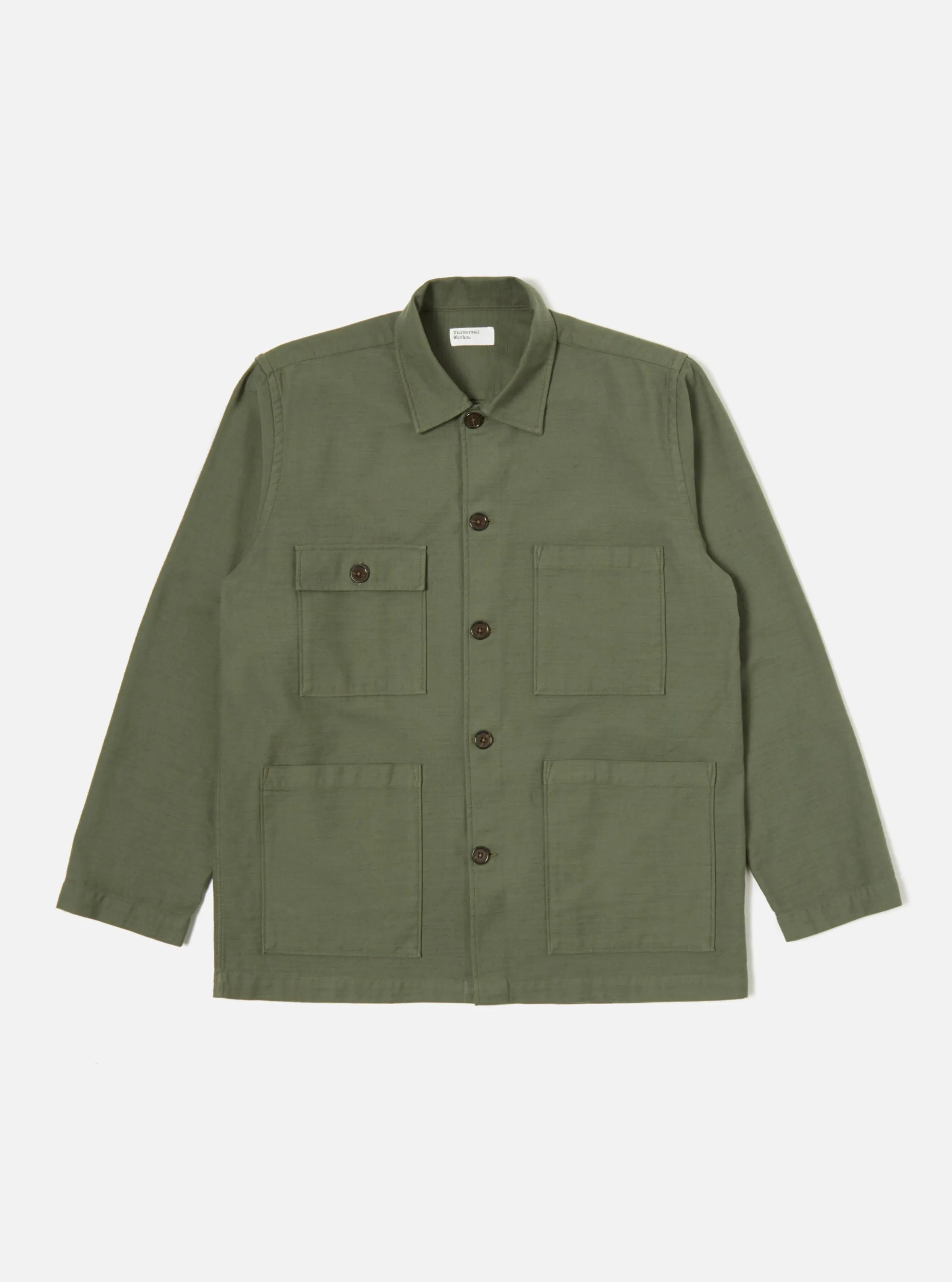 Universal Works Dockside Jacket in Olive Slub Sateen sold by Universal Works
