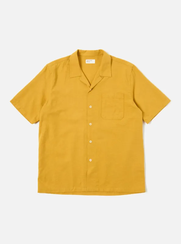 Universal Works Road Shirt in Mustard Kamura Cotton sold by Universal Works