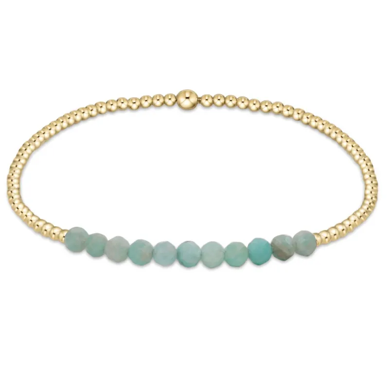 Gold Bliss 2mm Bead Bracelet - Amazonite sold by enewton