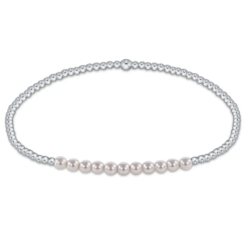 Sterling Bliss 2mm Bead Bracelet - Pearl sold by enewton