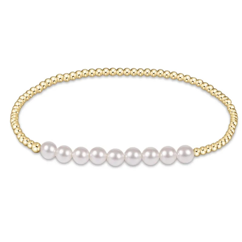 Classic Gold Beaded Bliss 2.5mm Bead Bracelet- 5mm Pearl sold by enewton