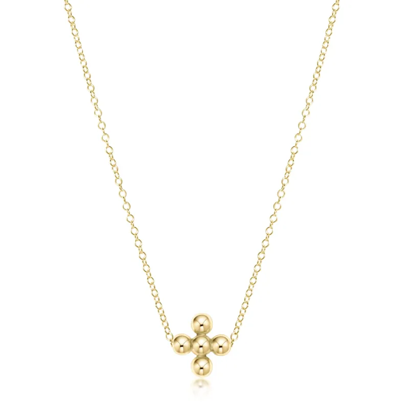 16" Necklace Gold - Classic Beaded Signature Cross Gold - 3mm Bead Gold sold by enewton