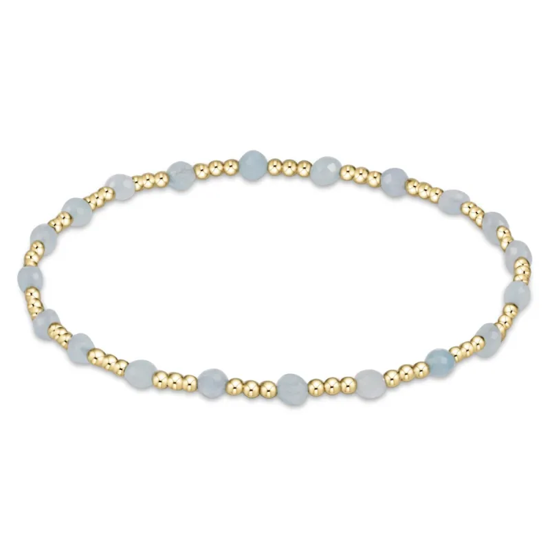 Gemstone Gold Sincerity Pattern 3mm Bead Bracelet - Aquamarine sold by enewton