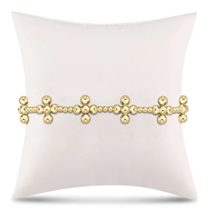 Signature Cross Sincerity Pattern 2.5mm Bead Bracelet - Classic Beaded Signature Cross Gold - 4mm Bead Gold sold by enewton
