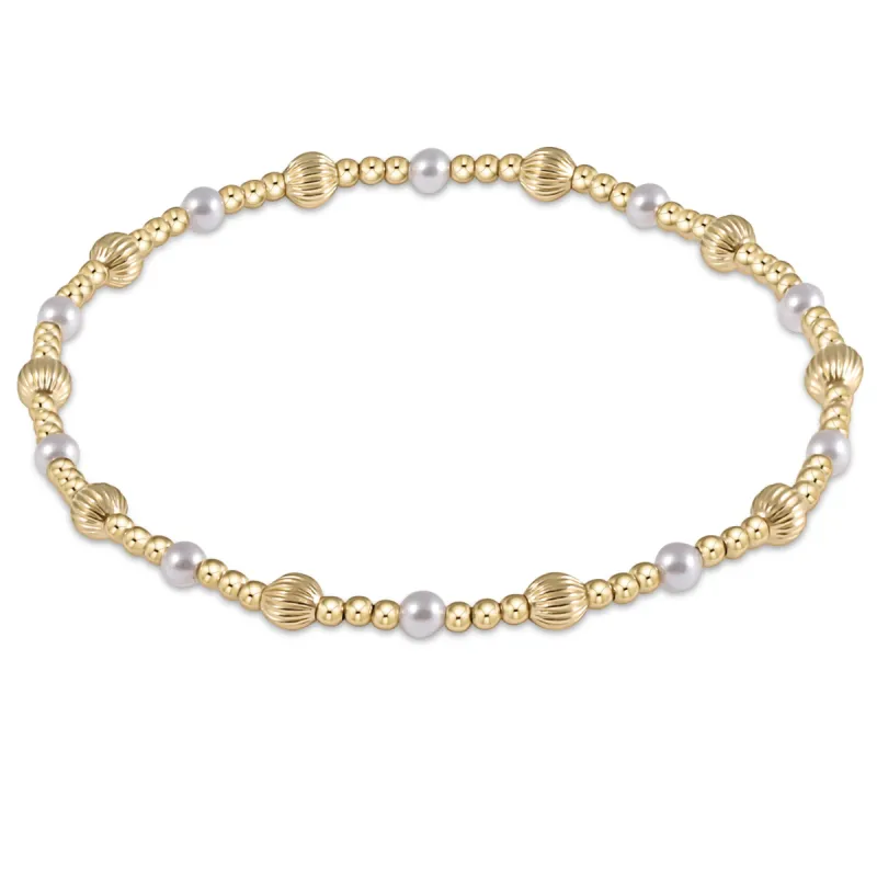 Dignity Sincerity Pattern 4mm Bead Bracelet - Pearl sold by enewton