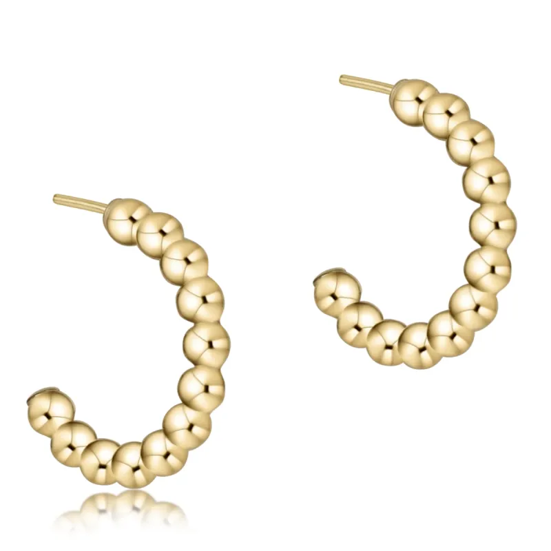 Beaded Classic 1" Post Hoop - 3mm Gold sold by enewton