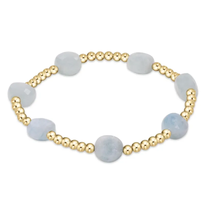 Admire Gold 3mm Bead Bracelet - Aquamarine sold by enewton