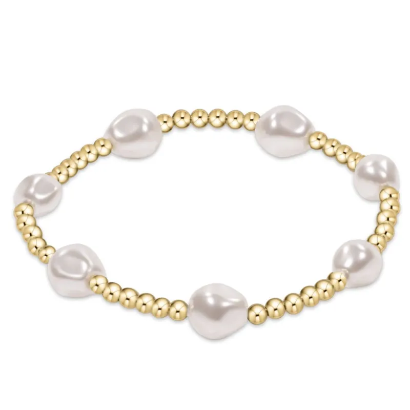 Admire Gold 3mm Bead Bracelet - Pearl sold by enewton