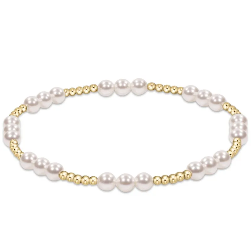 Classic Joy Pattern 4mm Bead Bracelet - Pearl sold by enewton