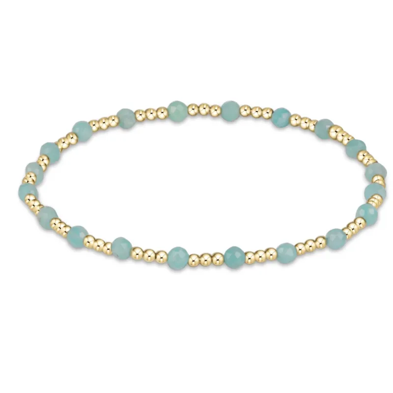 Gemstone Gold Sincerity Pattern 3mm Bead Bracelet - Amazonite sold by enewton