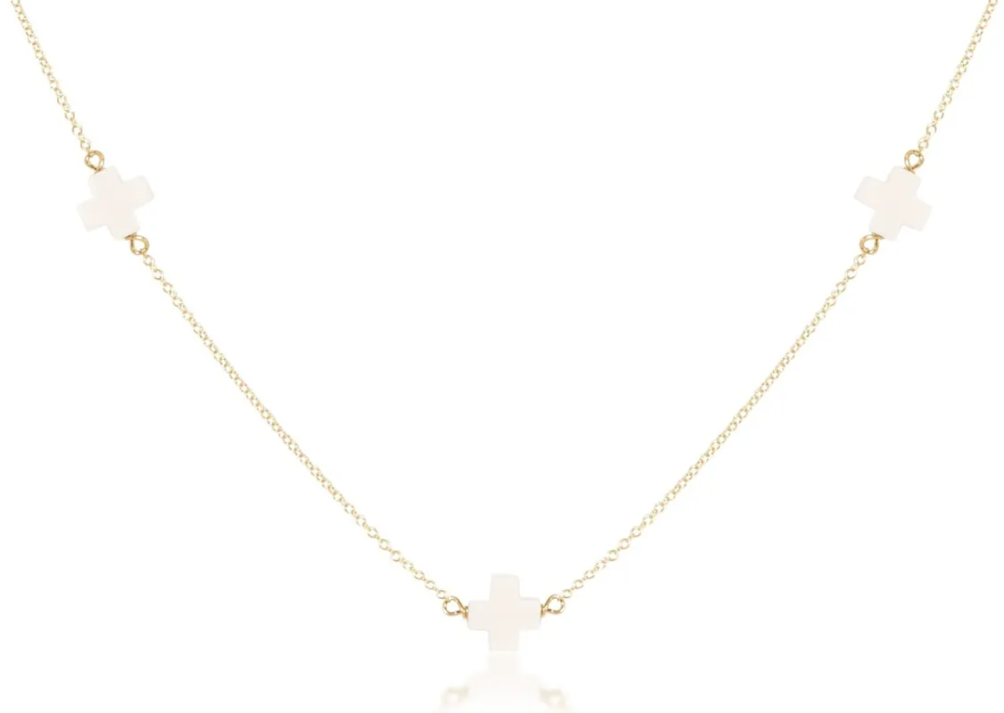 Choker Simplicity Chain Gold - Signature Cross Off-White sold by enewton