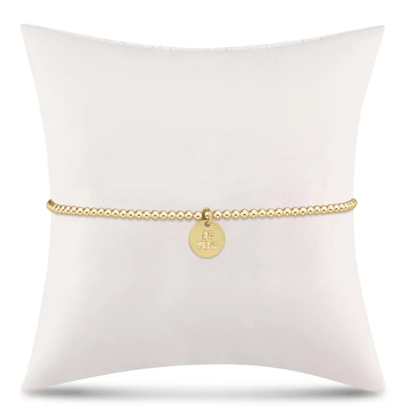 egirl Classic Gold 2mm Bead Bracelet- be you. Small Gold Disc sold by enewton