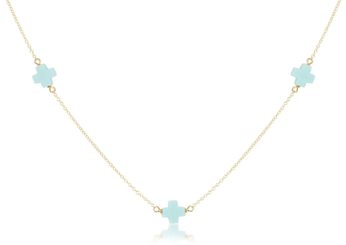 choker simplicity chain gold - signature cross turquoise sold by enewton