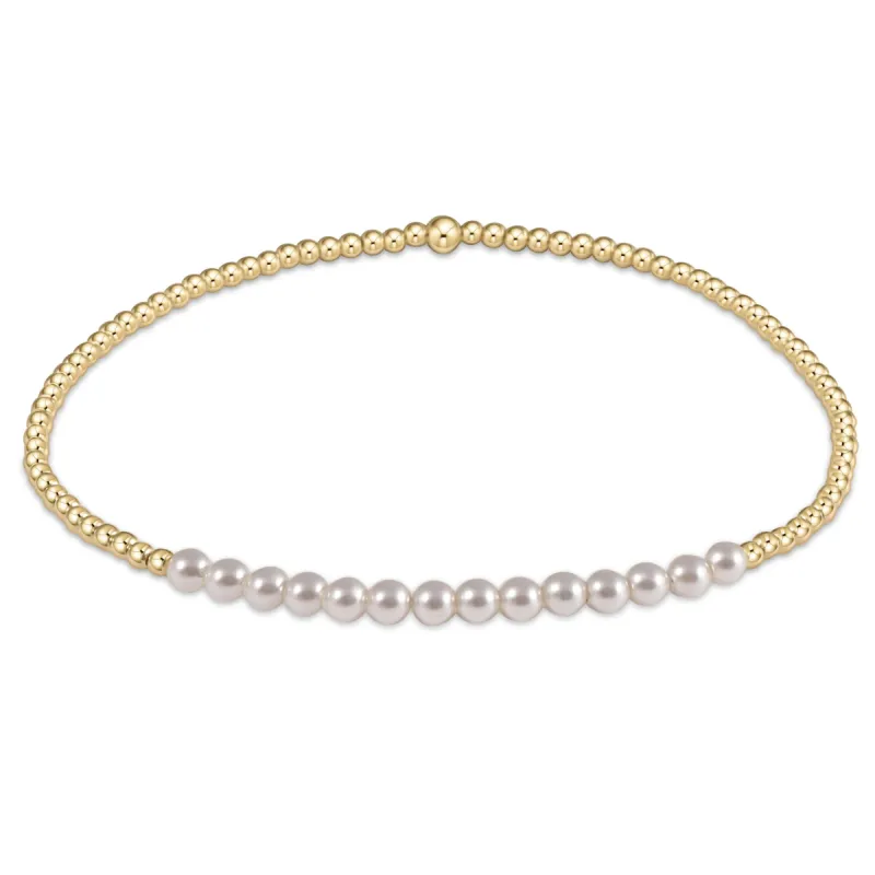 Gold Bliss 2mm Bead Bracelet - Pearl sold by enewton