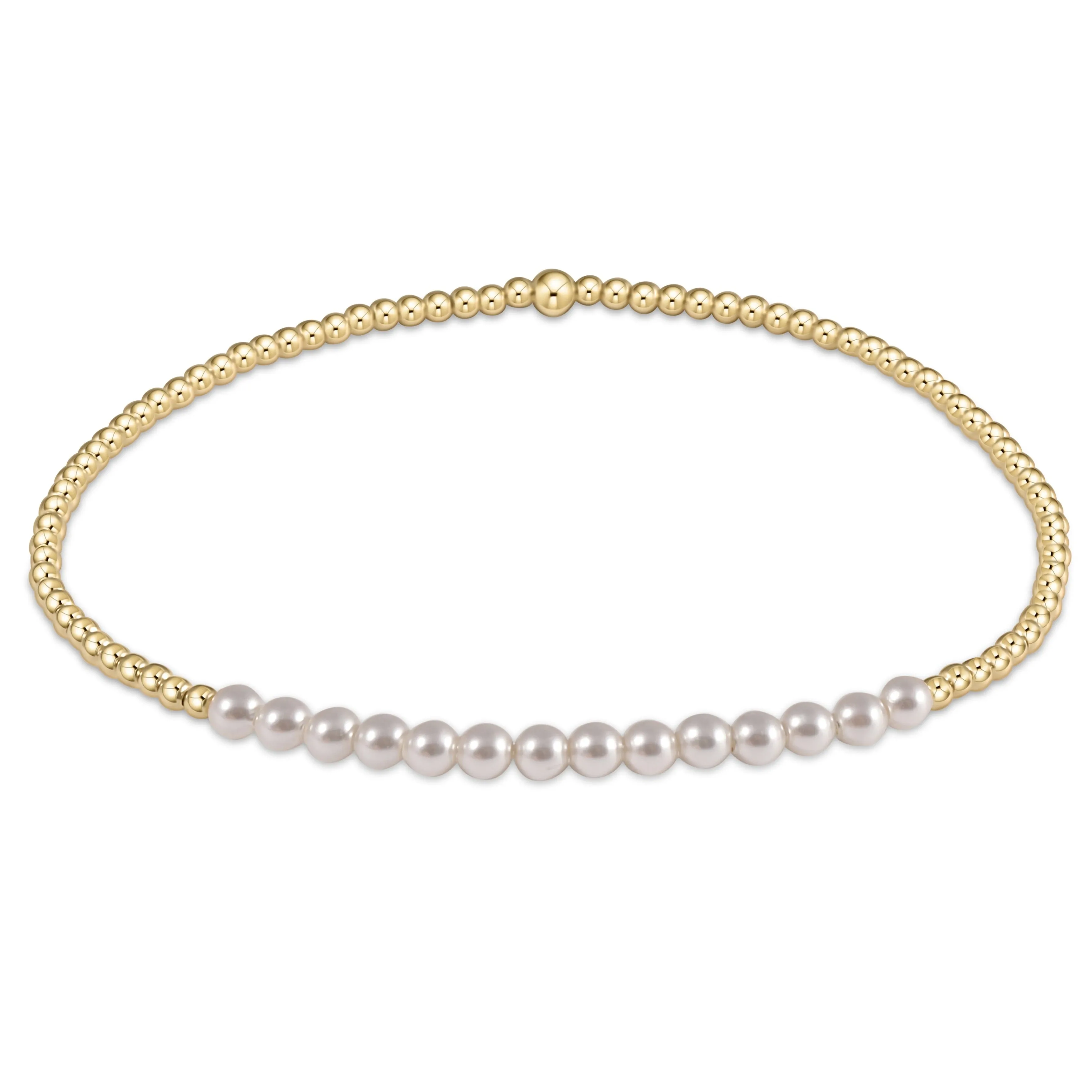 Gold Bliss 2mm Bead Bracelet - Pearl sold by enewton
