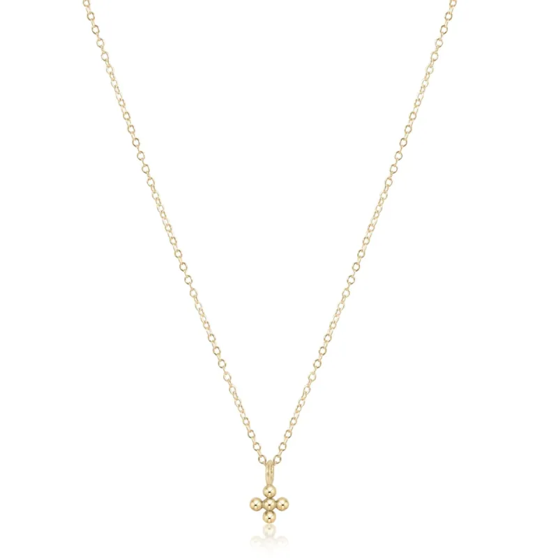 16" Necklace Gold - Classic Beaded Signature Cross Small Gold Charm sold by enewton