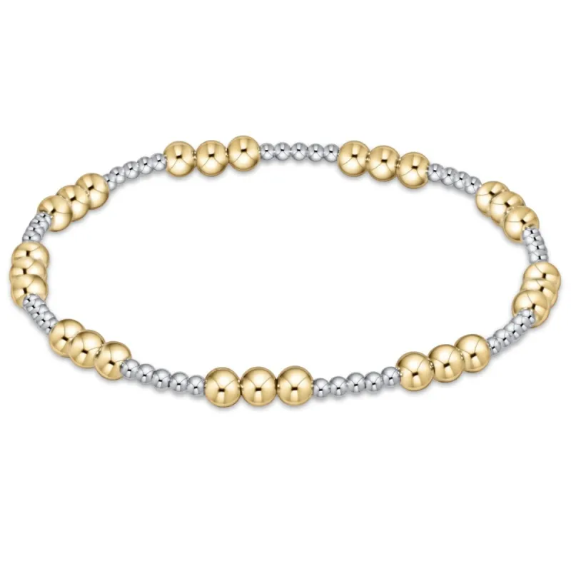 Classic Joy Pattern 4mm Bead Bracelet - Mixed Metal sold by enewton