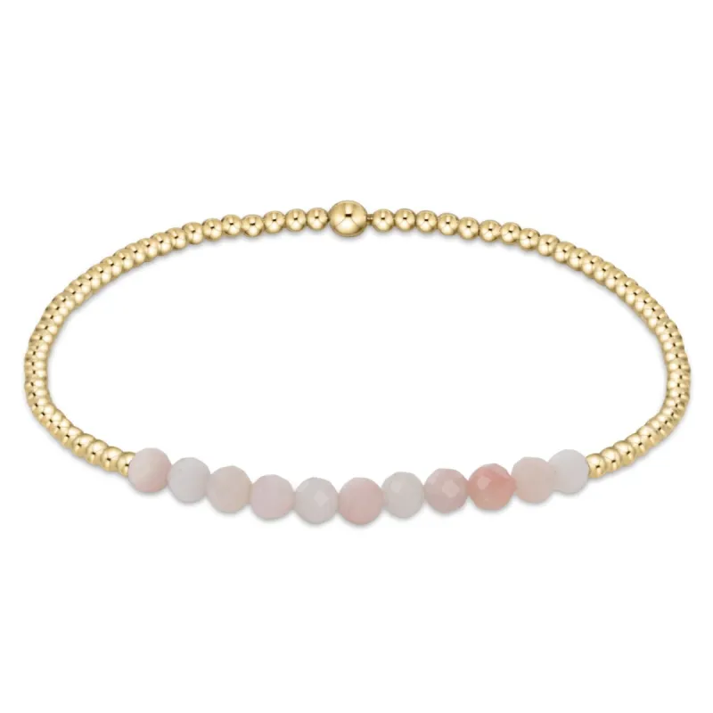 Gold Bliss 2mm Bead Bracelet - Pink Opal sold by enewton