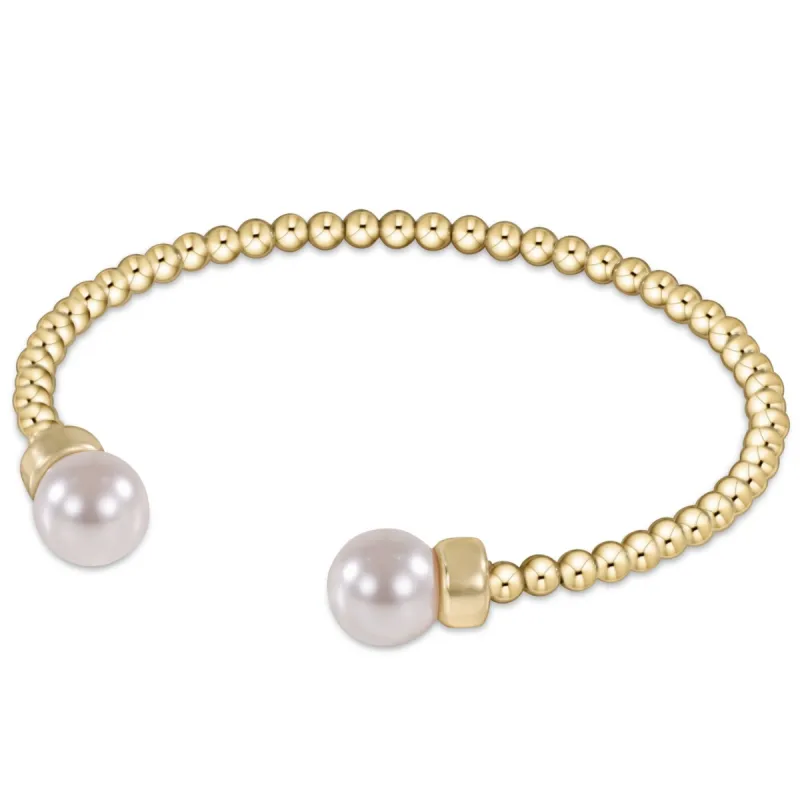 Classic Gold 3mm Bead Cuff - Pearl sold by enewton