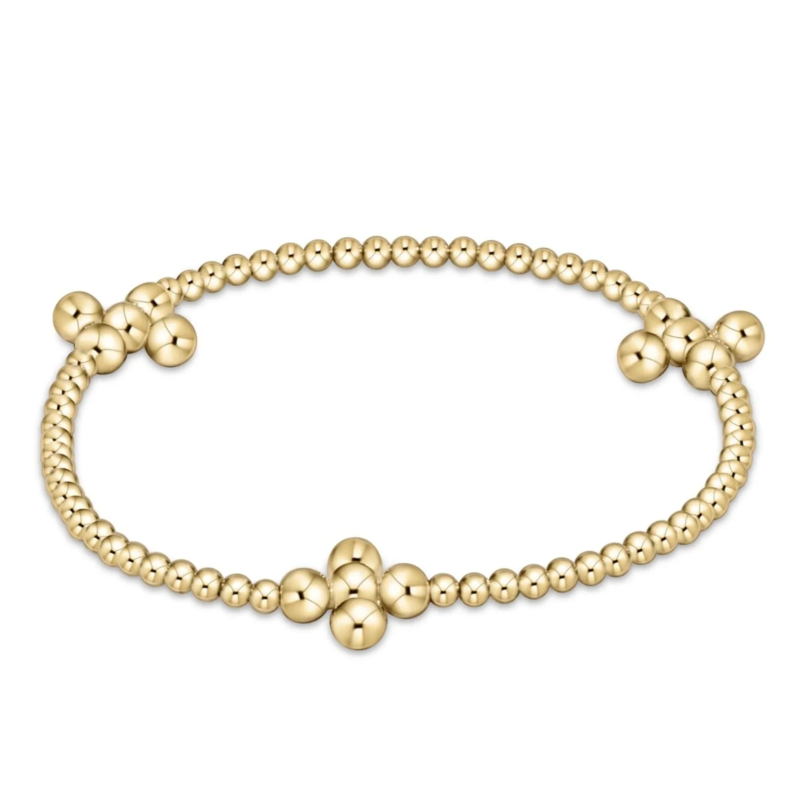 Signature Cross Gold Pattern 2.5mm Bead Bracelet - Classic Beaded Signature Cross Gold - 4mm Bead Gold sold by enewton