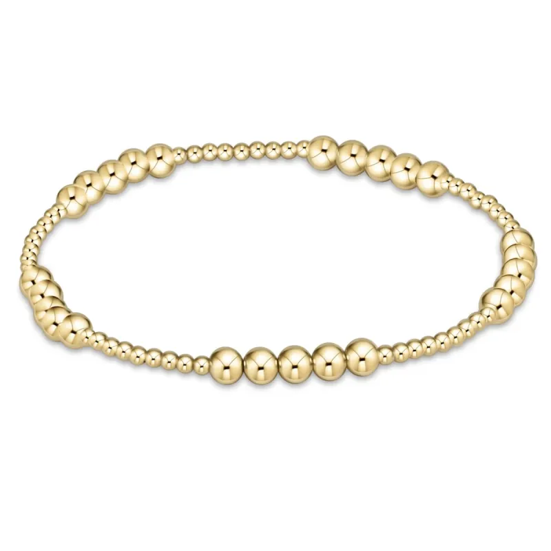Classic Blissful Pattern 2mm Bead Bracelet - 4mm Gold sold by enewton