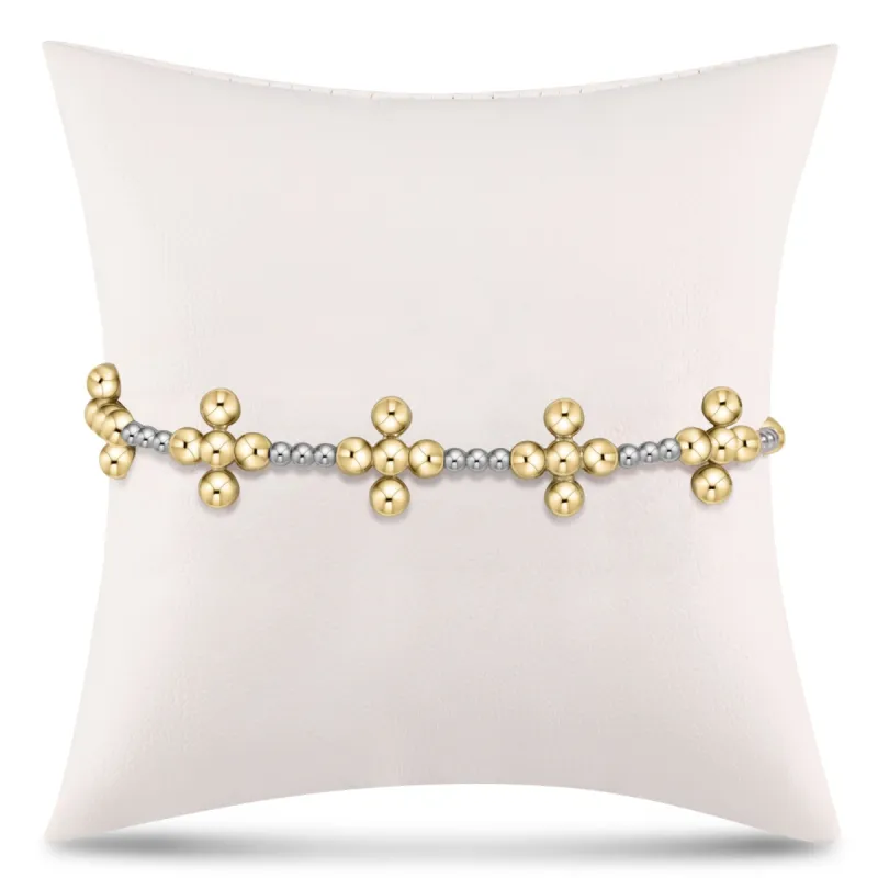 Signature Cross Sincerity Pattern Sterling 2.5mm Bead Bracelet - Classic Beaded Signature Cross Gold - 4mm Bead Gold sold by enewton