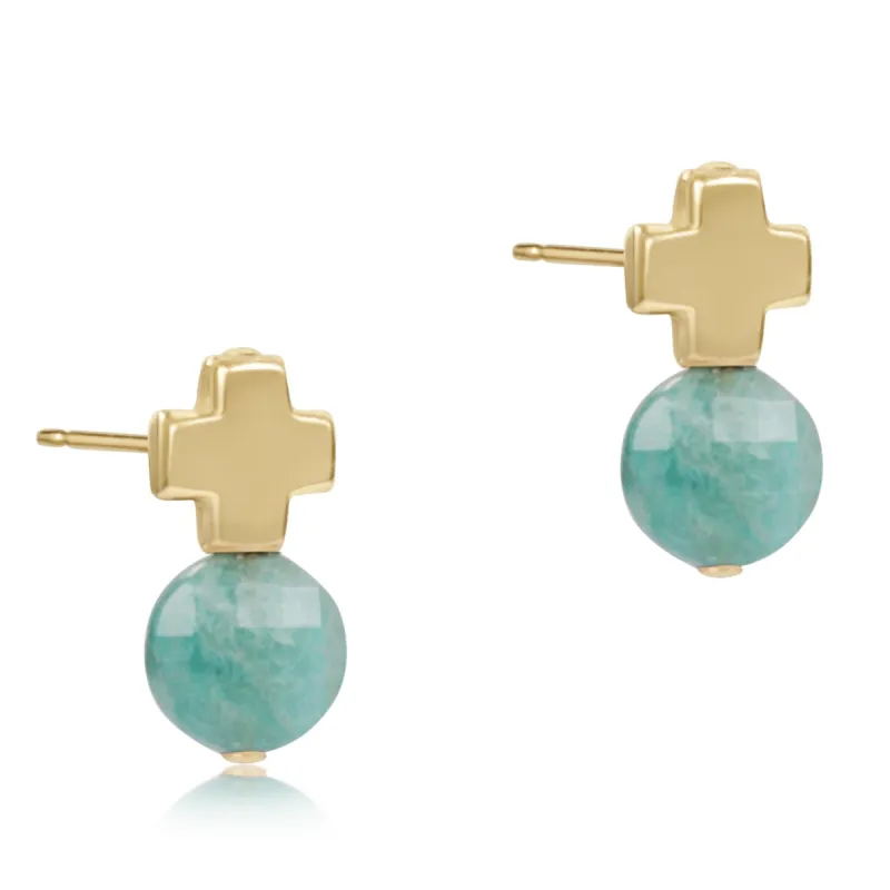 Signature Cross Gold Stud - Amazonite sold by enewton