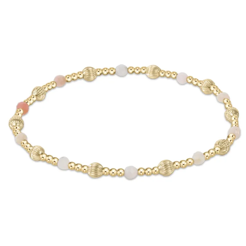 Dignity Sincerity Pattern 4mm Bead Bracelet - Pink Opal sold by enewton