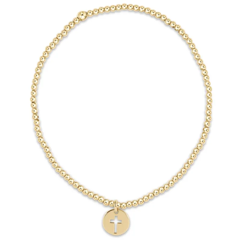 Classic Gold 2mm Bead Bracelet - Blessed Small Gold Disc sold by enewton