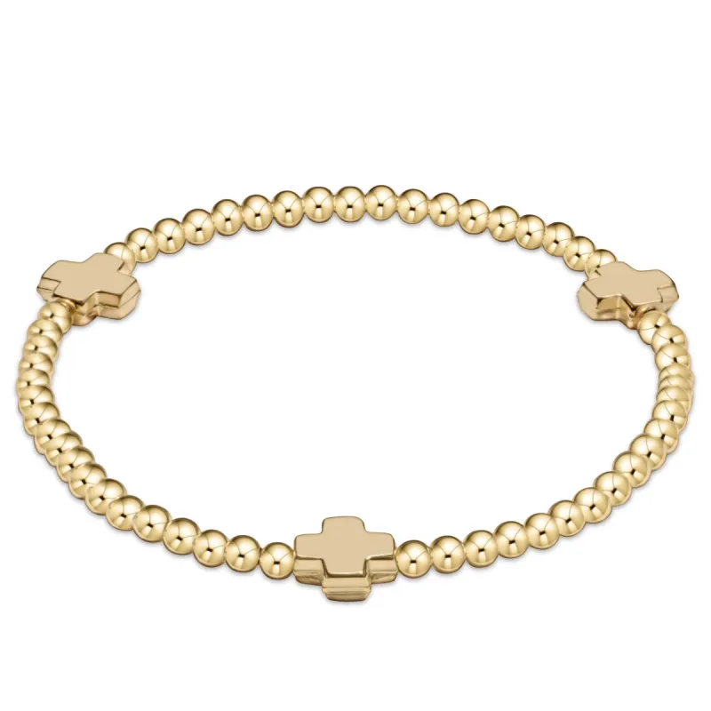 egirl Signature Cross Gold Pattern 3mm Bead Bracelet- Gold sold by enewton