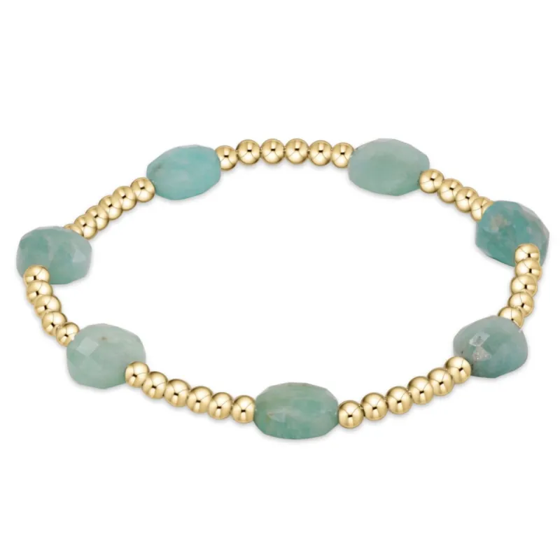 Admire Gold 3mm Bead Bracelet - Amazonite sold by enewton