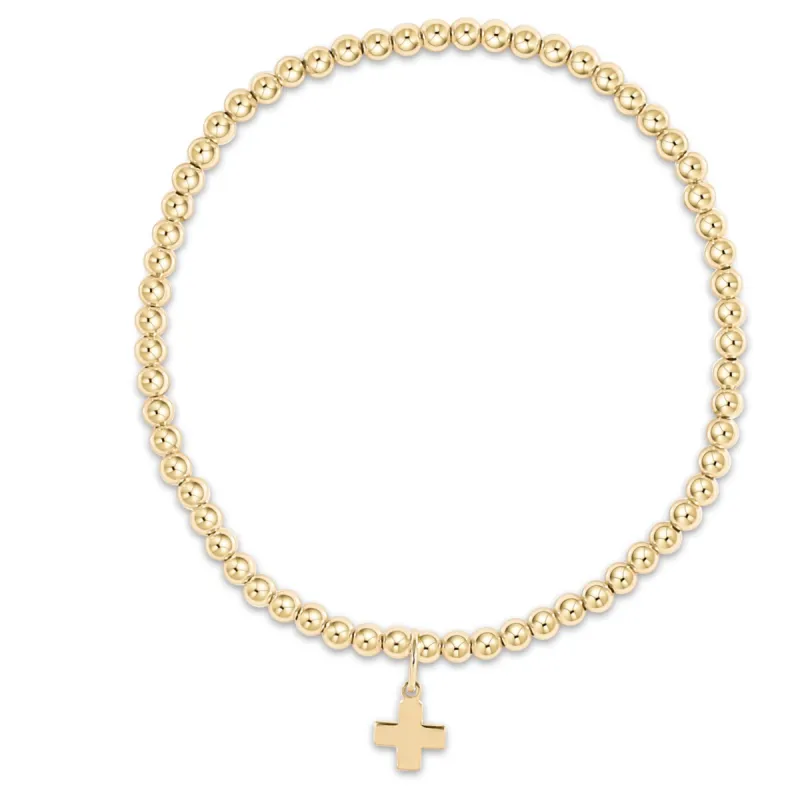 egirl classic gold 3mm bead bracelet - signature cross gold charm sold by enewton