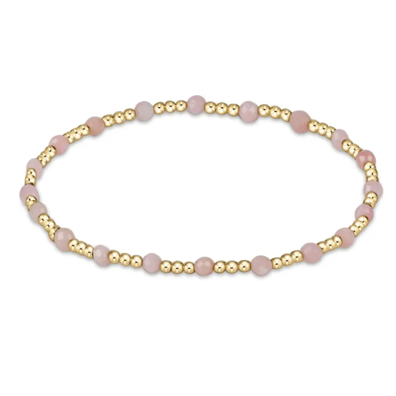 Gemstone Gold Sincerity Pattern 3mm Bead Bracelet - Pink Opal sold by enewton