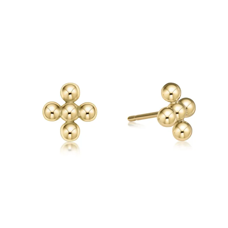 Classic Beaded Signature Cross Stud - 4mm Bead Gold sold by enewton