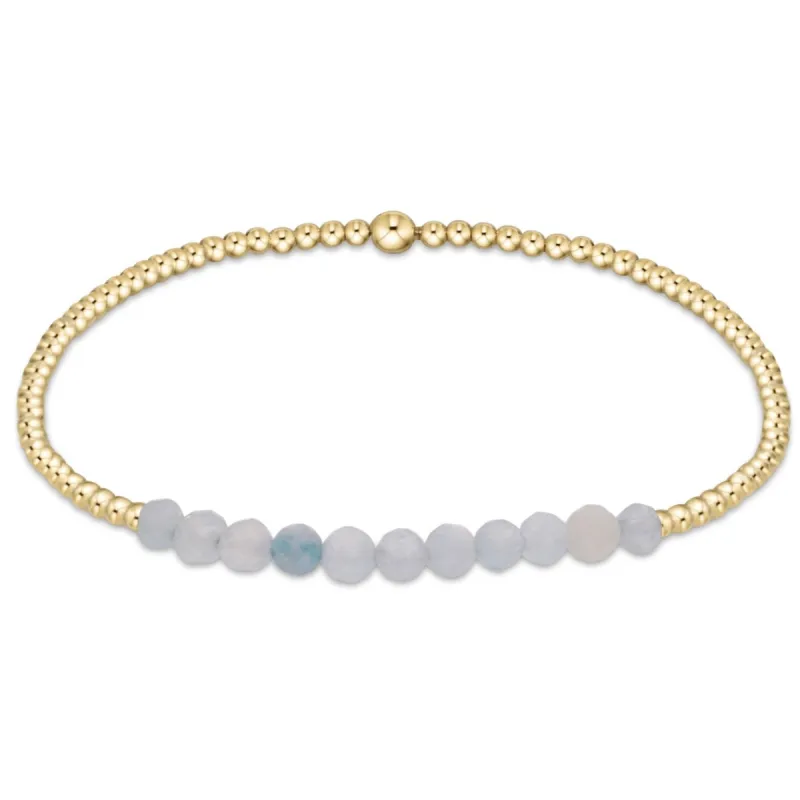 Gold Bliss 2mm Bead Bracelet - Aquamarine sold by enewton
