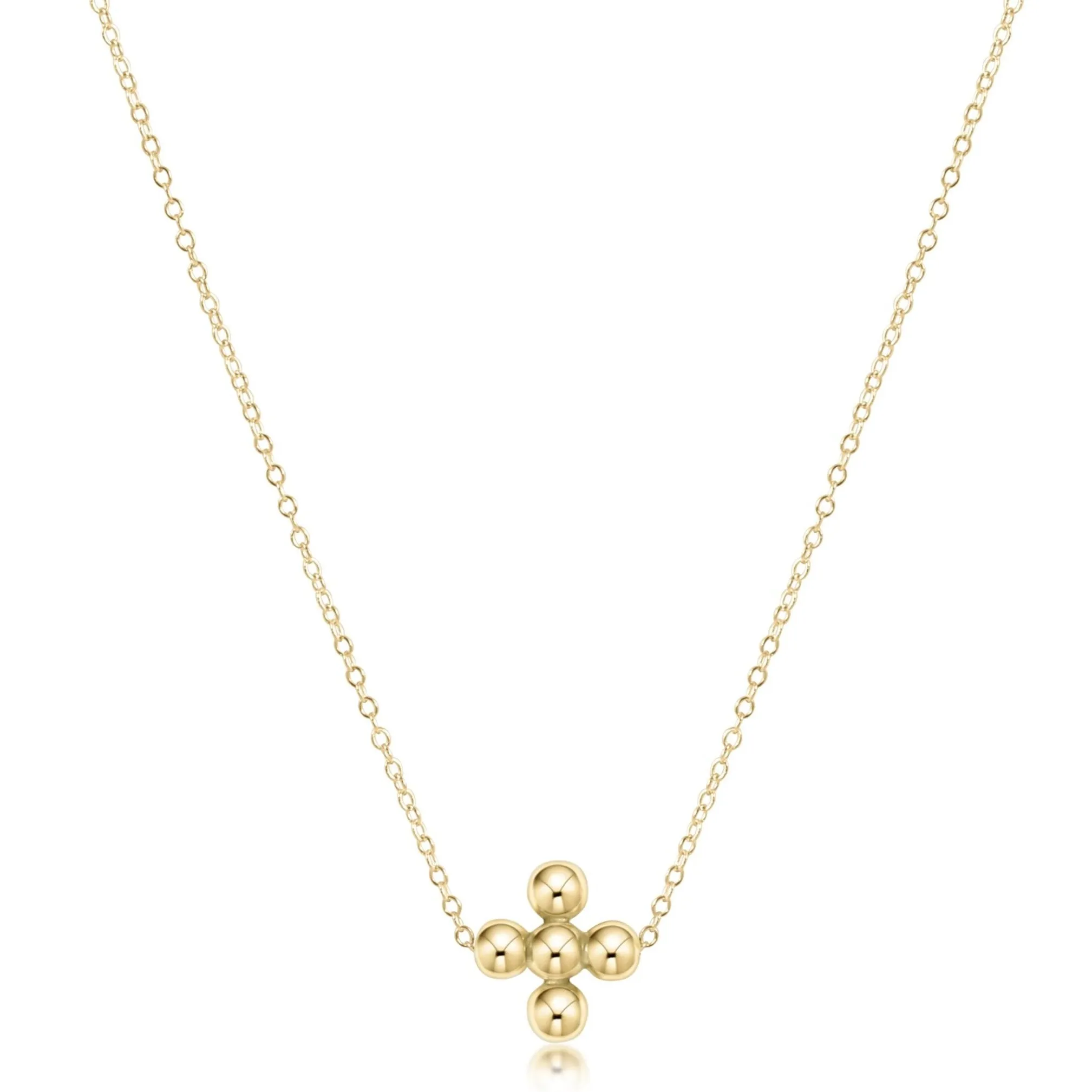 16" Necklace Gold - Classic Beaded Signature Cross Gold - 4mm Bead Gold sold by enewton
