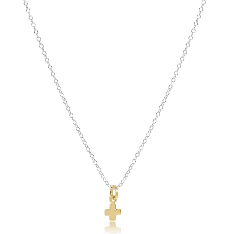 16" Necklace Sterling Mixed Metal - Signature Cross Small Gold Charm sold by enewton