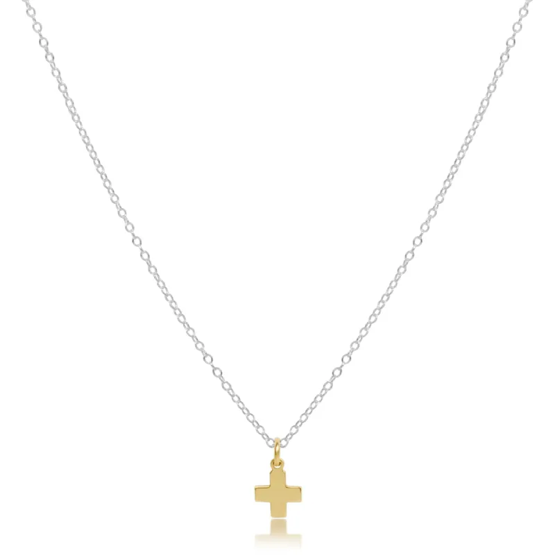 16" Necklace Sterling Mixed Metal - Signature Cross Gold Charm sold by enewton